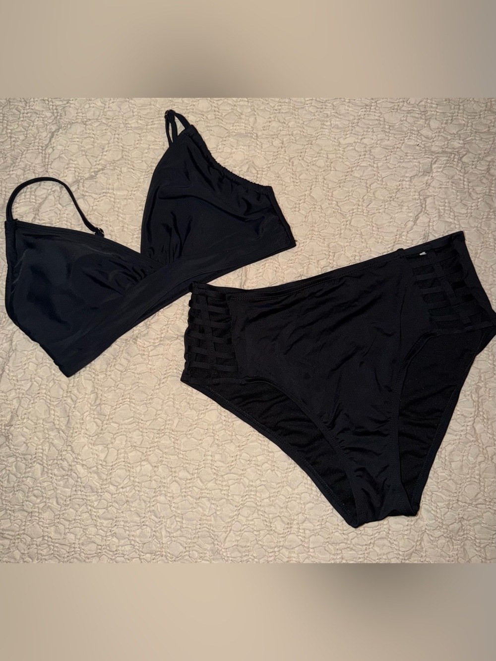 Shade & Shore Black High-Waist cutout Bikini Set